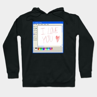 I Love You MS Paint drawing Hoodie